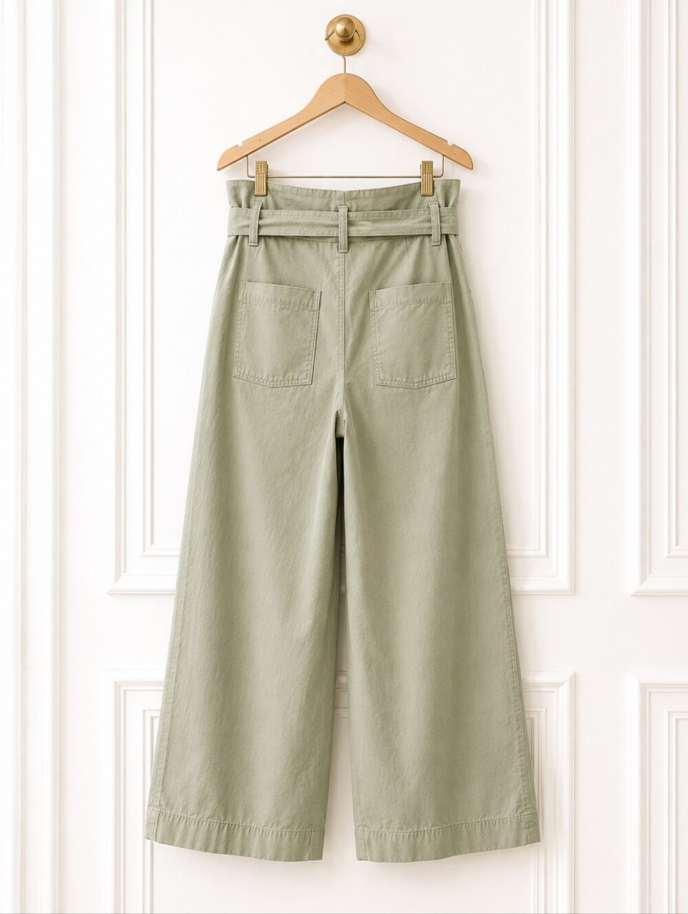 A New Day Sage Green Paperbag Wide Leg Pants | Size 12 | Belted Utility - Picture 7 of 11
